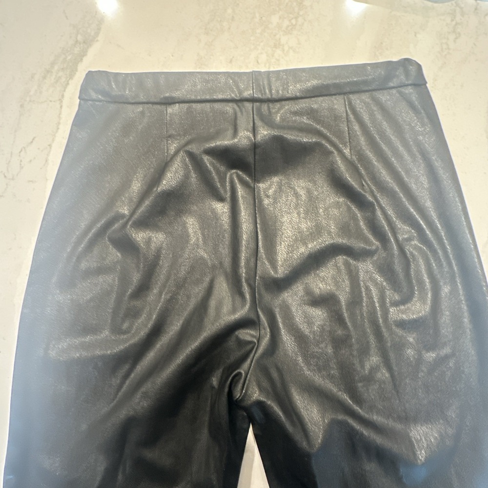 AMANDA UPRICHARD Black Elastic Waist High Rise Faux Leather Pants Women's Size M - Picture 10 of 12